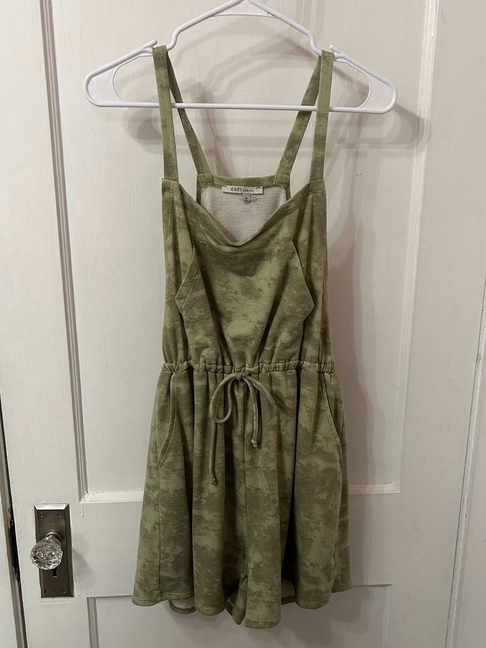 Cozy Casual Olive Green Strappy Romper